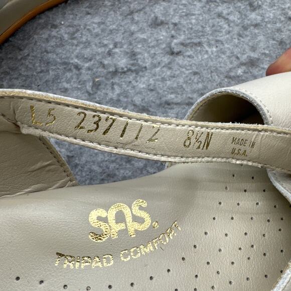 SAS Tri Pad Comfort Caress Cross Strap White Leather Wedge Sandal Women 8.5N - Picture 7 of 7